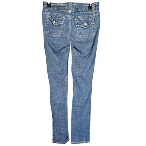 H2J Production Jeans Womens 11/12 Blue Slim Fit Flap Pocket Denim Style 3807